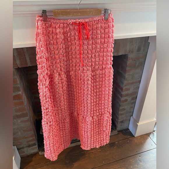 NWOT Bailey Rose Dolls Kill Red White Checkered Bubble Knit Maxi Skirt small - Picture 1 of 7